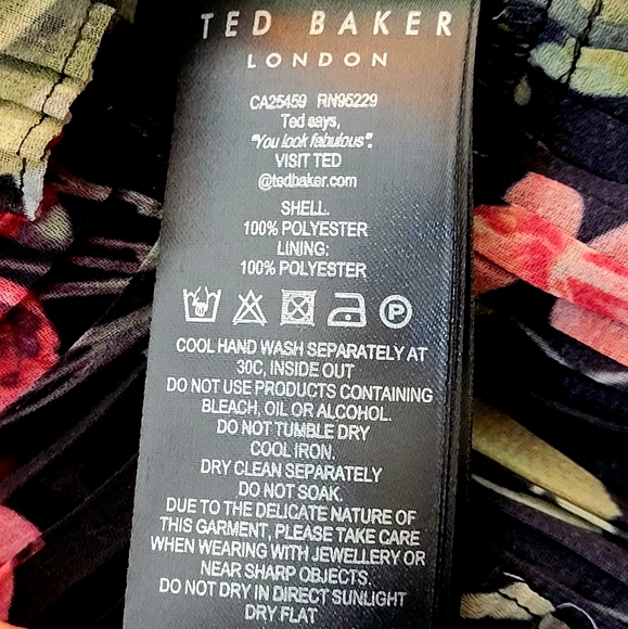 TED BAKER Malinae Highland Tiered Pleated Floral Midi Dress Size Small 6 - Picture 9 of 12